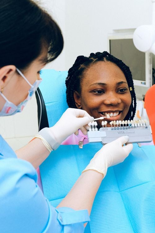 Patient getting fitted for veneers in Santa Monica