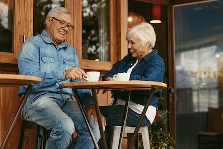 senior couple at cafe